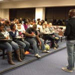 john Jones speaking to SAU Upward Bound students
