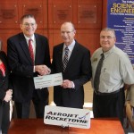 GenCorp Foundation, the philanthropic arm of GenCorp and its subsidiary company Aerojet Rocketdyne of Camden, recently gave $40,000 to SAU’s Engineering program. Pictured, from left, are Aerojet Rocketdyne representatives Gary Vaughan, executive director of Camden operations, Connie Wilbur, human resources manager, and Rob Shenton, vice president of solid propulsion operations; from SAU, President Dr. David Rankin, Dean of the College of Science and Engineering Dr. Scott McKay, Director of the SAU Foundation Jeanie Bismark and Assistant Vice President for Development Josh Kee.