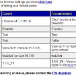 screen shot of browser check
