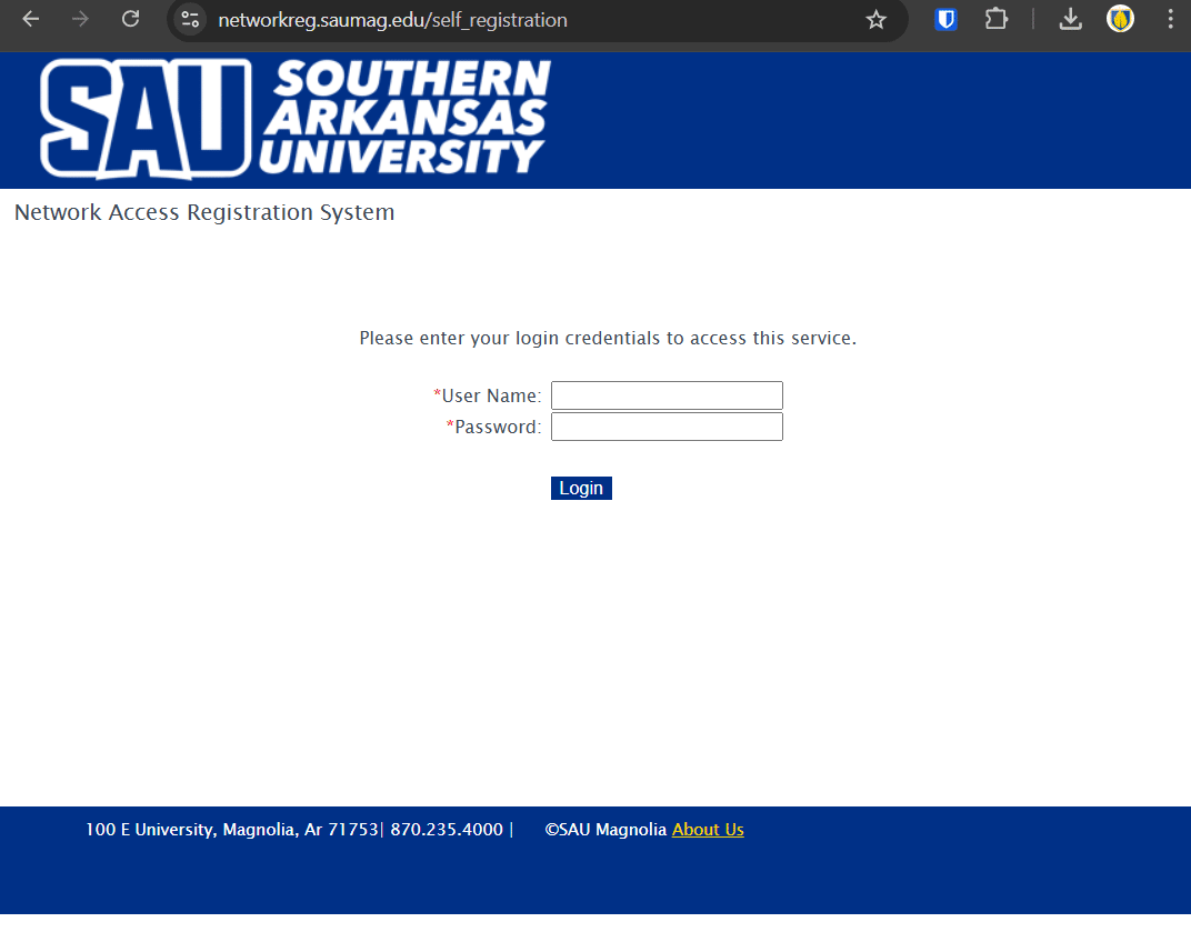 SAU Network Access Login Page