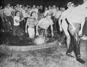 Freshman Initiation at a Gold Fish Pond in 1959 photo