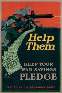 World War I Poster for War Savings Stamps, ca. 1917. Arkansans saved money, food and supplies for the troops during World War I. Image from the collections of the Arkansas State Archives.