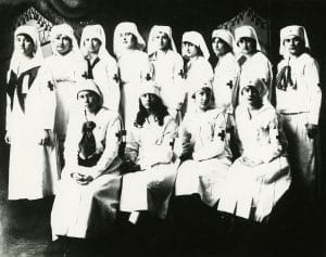 Red Cross Nursing Class in Leslie Arkansas, ca. 1918. The American Red Cross was instrumental in providing healthcare and supplies to soldiers and civilians during World War I. Image from the collections of the Arkansas State Archives.