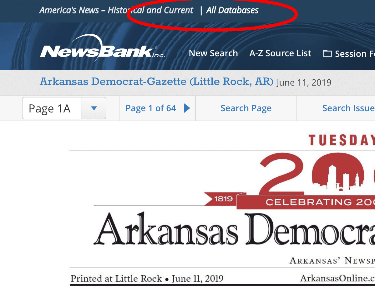 Accessing the Arkansas Democrat-Gazette, Magale Library