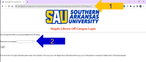 Screenshot showing off-campus login