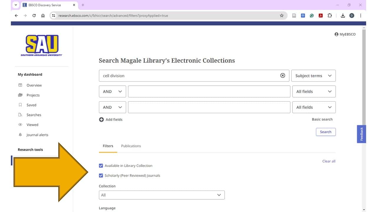 Decorative image: Example of search limiter tools
