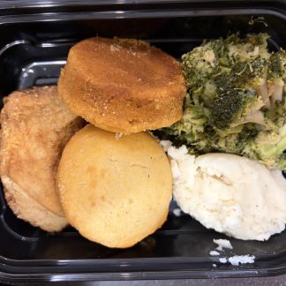 Mulerider Made TV Dinner: Fried Chicken/Broccoli/Mashed Potatoes