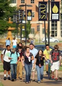 SAU students on first day of fall 2013 semester