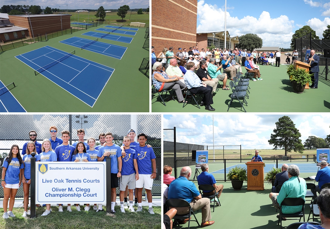SAU opens renovated tennis courts, honors family with naming of Championship Court News Southern Arkansas University